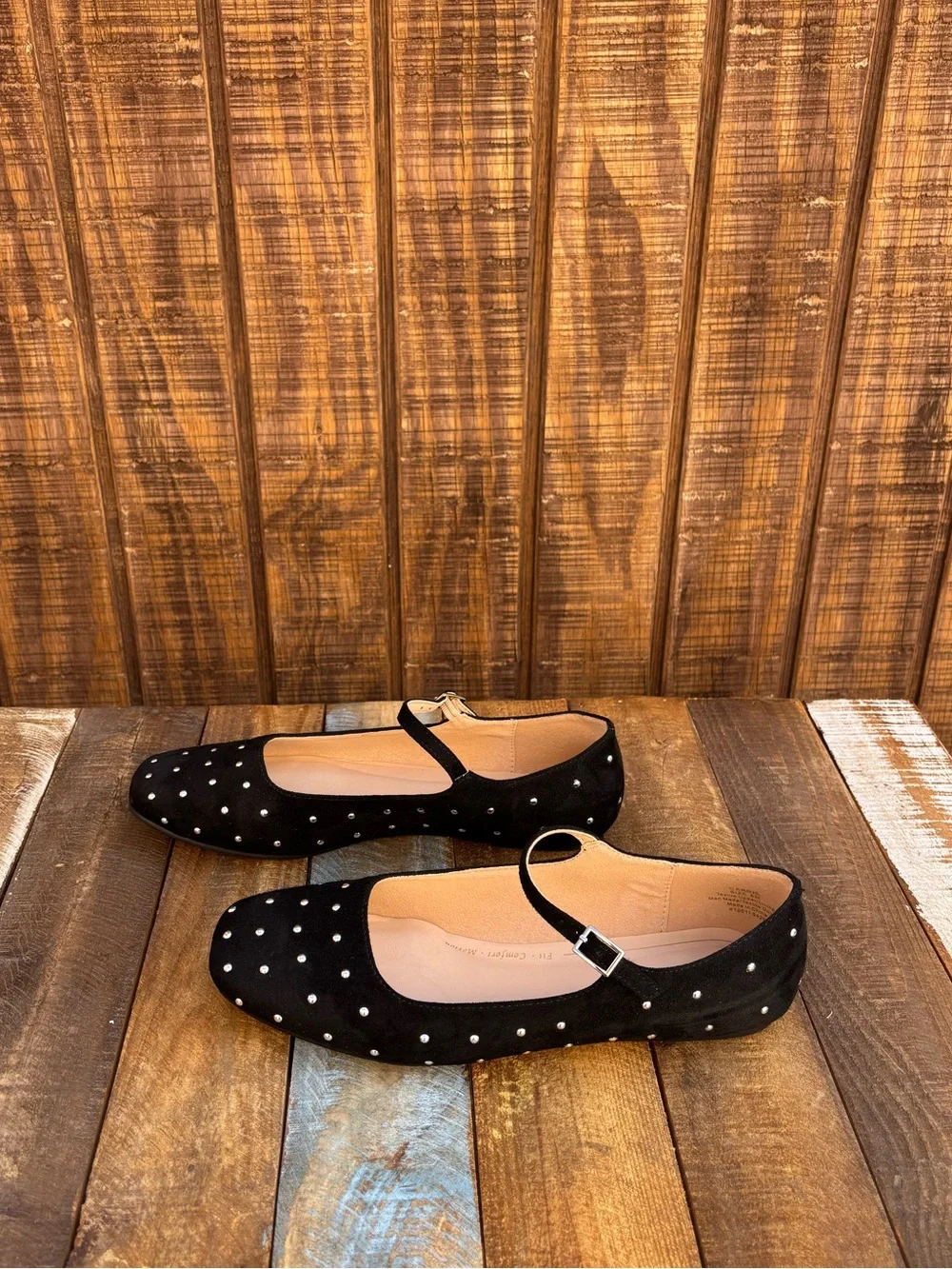 Journee Carrie Black Maryjanes With Silver Button Polka Dots